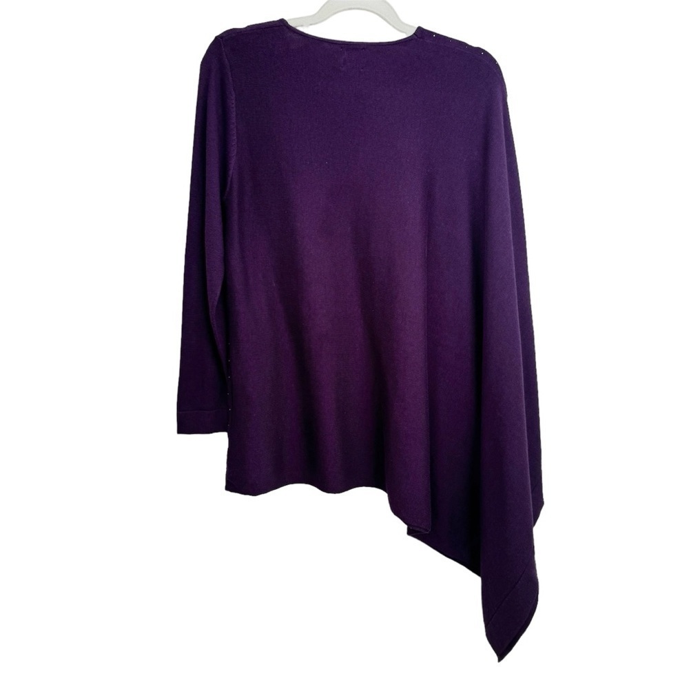 Anne Klein Asymmetrical Poncho Women’s Sweater Purple size Medium Long Sleeve - Picture 2 of 8